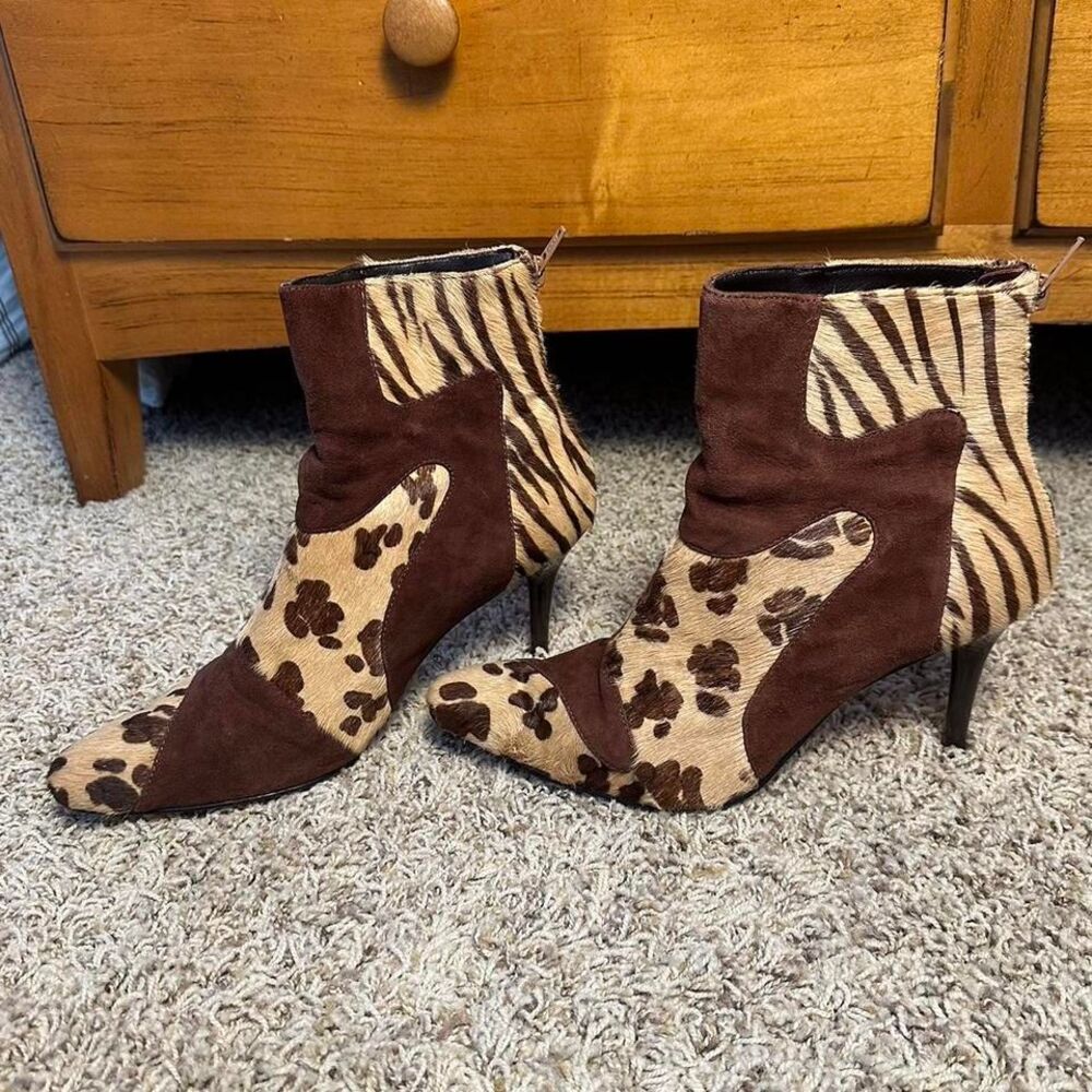 Brown & Tan Cheetah and Zebra Print Heels Animal Hair So fun